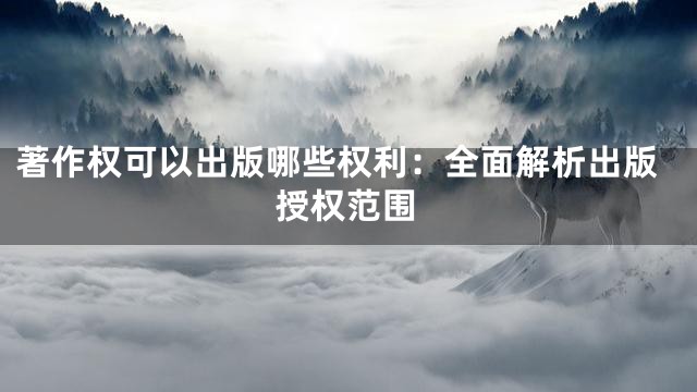 著作权可以出版哪些权利：全面解析出版授权范围