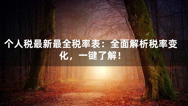 个人税最新最全税率表：全面解析税率变化，一键了解！