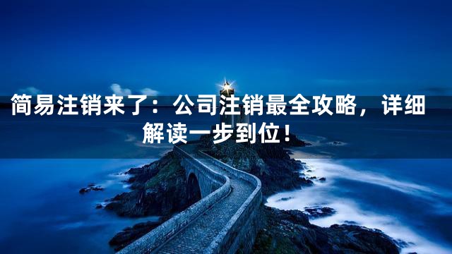 简易注销来了：公司注销最全攻略，详细解读一步到位！