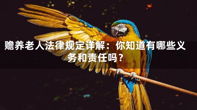 赡养老人法律规定详解：你知道有哪些义务和责任吗？