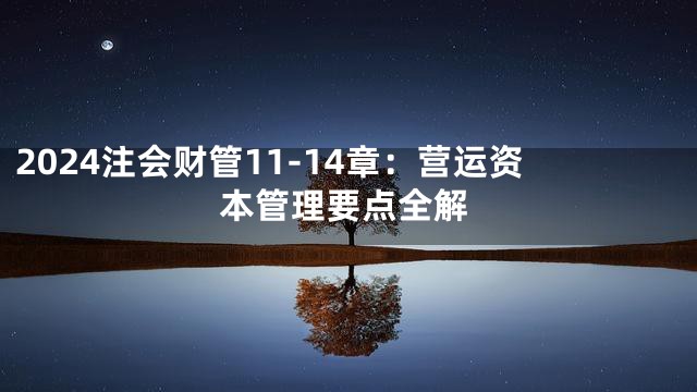2024注会财管11-14章：营运资本管理要点全解