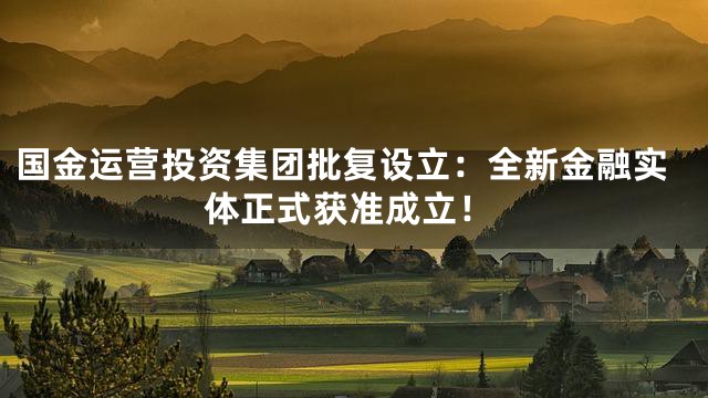 国金运营投资集团批复设立：全新金融实体正式获准成立！