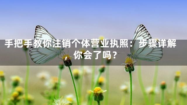 手把手教你注销个体营业执照：步骤详解，你会了吗？