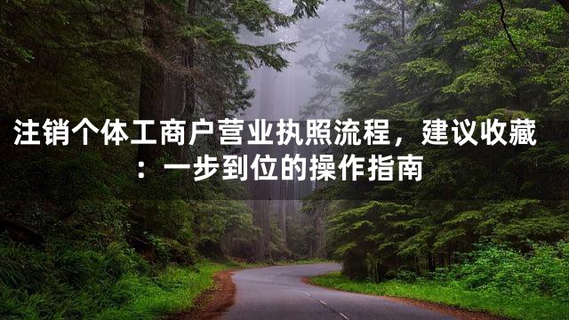 注销个体工商户营业执照流程，建议收藏：一步到位的操作指南