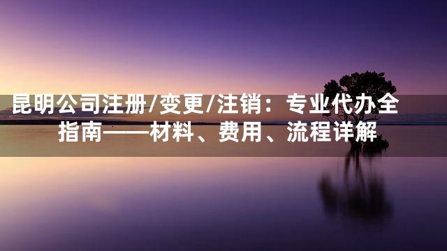 昆明公司注册/变更/注销：专业代办全指南——材料、费用、流程详解
