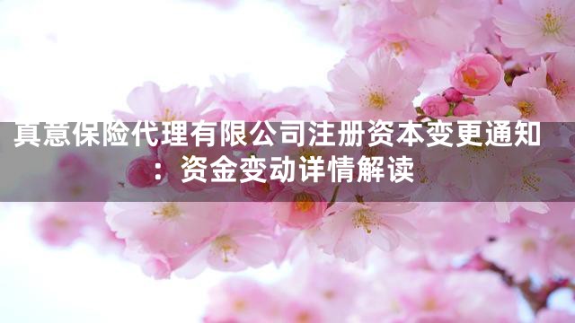 真意保险代理有限公司注册资本变更通知：资金变动详情解读
