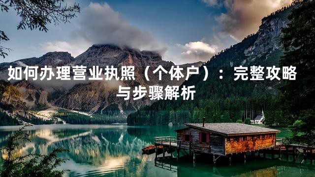 如何办理营业执照（个体户）：完整攻略与步骤解析