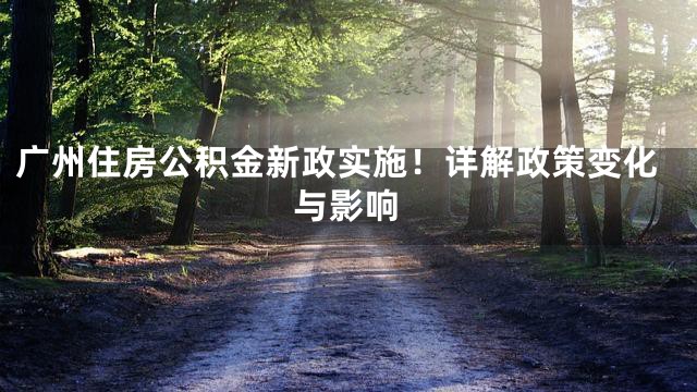 广州住房公积金新政实施！详解政策变化与影响