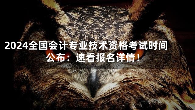 2024全国会计专业技术资格考试时间公布：速看报名详情！