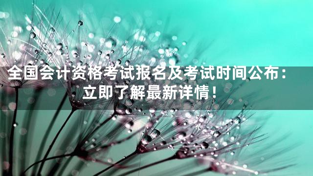 全国会计资格考试报名及考试时间公布：立即了解最新详情！