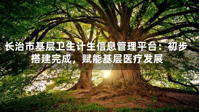 长治市基层卫生计生信息管理平台：初步搭建完成，赋能基层医疗发展