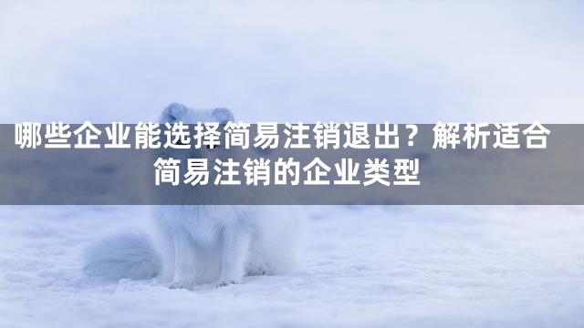 哪些企业能选择简易注销退出？解析适合简易注销的企业类型