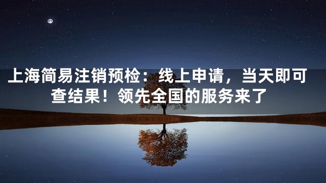 上海简易注销预检：线上申请，当天即可查结果！领先全国的服务来了