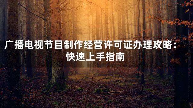广播电视节目制作经营许可证办理攻略：快速上手指南