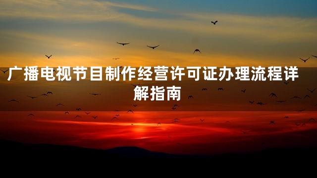 广播电视节目制作经营许可证办理流程详解指南