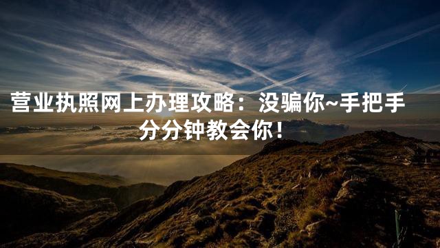 营业执照网上办理攻略：没骗你~手把手分分钟教会你！