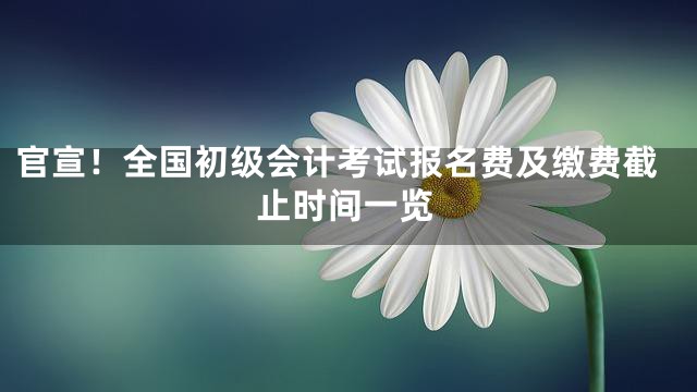 官宣！全国初级会计考试报名费及缴费截止时间一览
