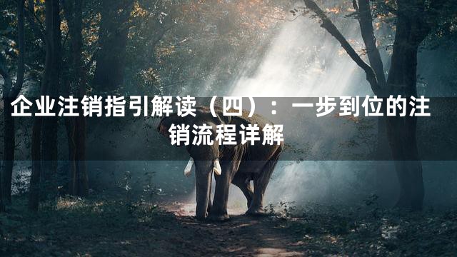 企业注销指引解读（四）：一步到位的注销流程详解