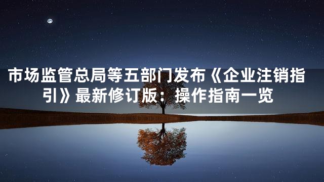 市场监管总局等五部门发布《企业注销指引》最新修订版：操作指南一览