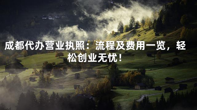 成都代办营业执照：流程及费用一览，轻松创业无忧！