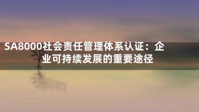SA8000社会责任管理体系认证：企业可持续发展的重要途径