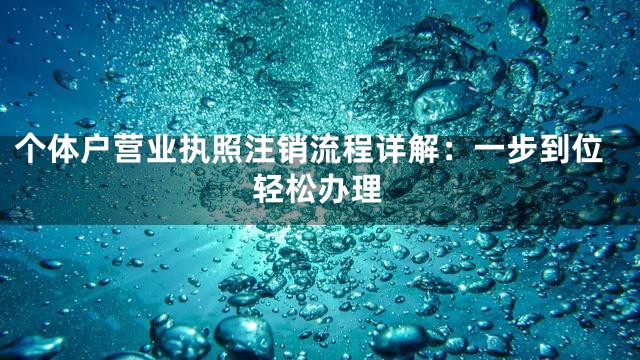 个体户营业执照注销流程详解：一步到位轻松办理
