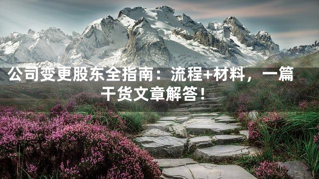 公司变更股东全指南：流程+材料，一篇干货文章解答！