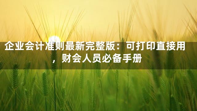企业会计准则最新完整版：可打印直接用，财会人员必备手册