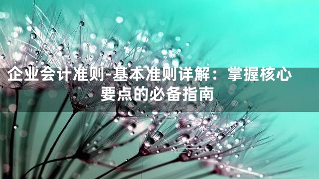 企业会计准则-基本准则详解：掌握核心要点的必备指南