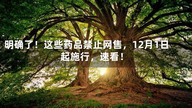 明确了！这些药品禁止网售，12月1日起施行，速看！