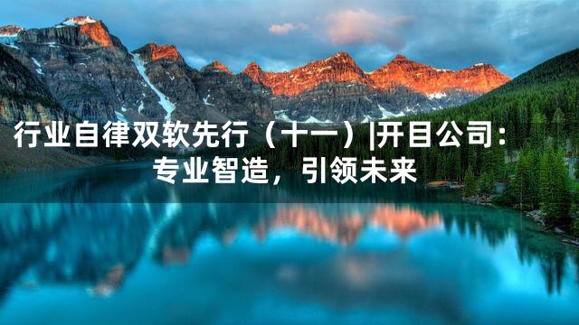 行业自律双软先行（十一）|开目公司：专业智造，引领未来