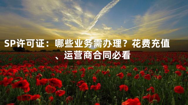 SP许可证：哪些业务需办理？花费充值、运营商合同必看