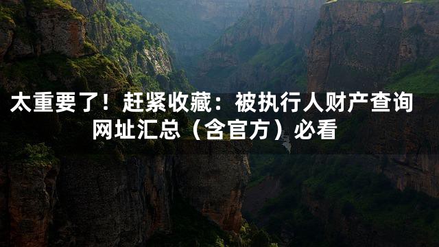 太重要了！赶紧收藏：被执行人财产查询网址汇总（含官方）必看