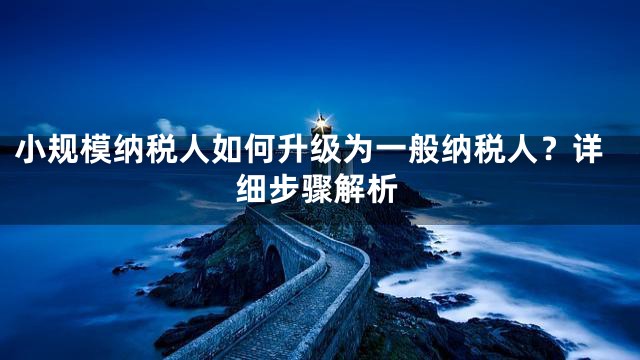小规模纳税人如何升级为一般纳税人？详细步骤解析