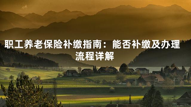 职工养老保险补缴指南：能否补缴及办理流程详解