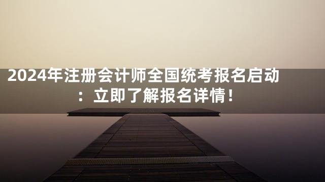 2024年注册会计师全国统考报名启动：立即了解报名详情！