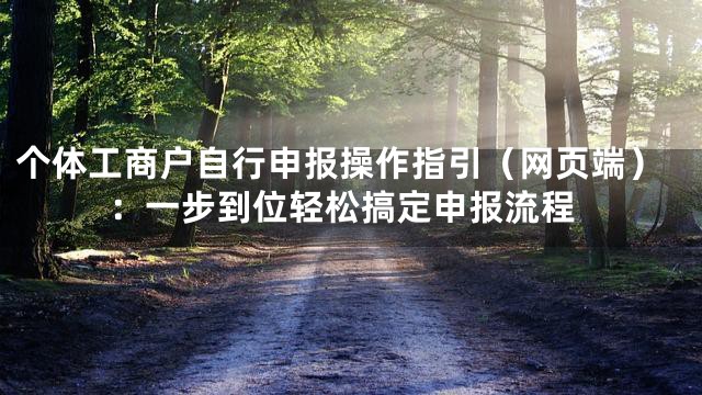 个体工商户自行申报操作指引（网页端）：一步到位轻松搞定申报流程