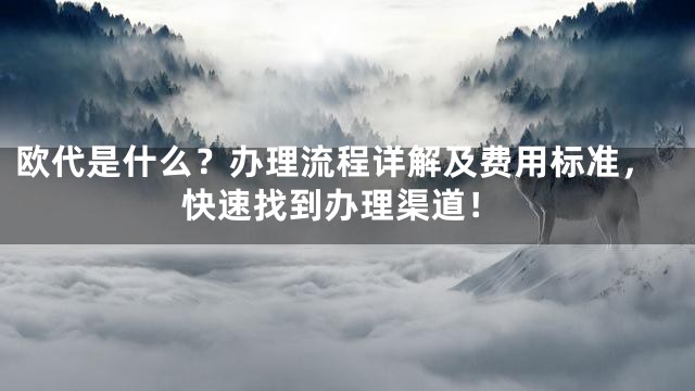 欧代是什么？办理流程详解及费用标准，快速找到办理渠道！