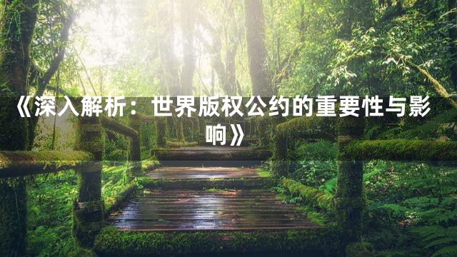 《深入解析：世界版权公约的重要性与影响》