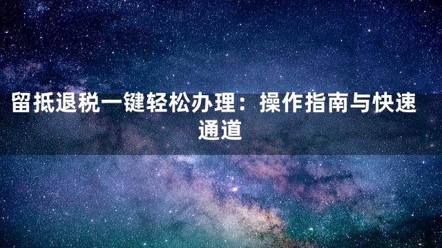 留抵退税一键轻松办理：操作指南与快速通道