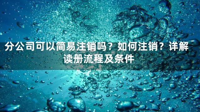分公司可以简易注销吗？如何注销？详解读册流程及条件