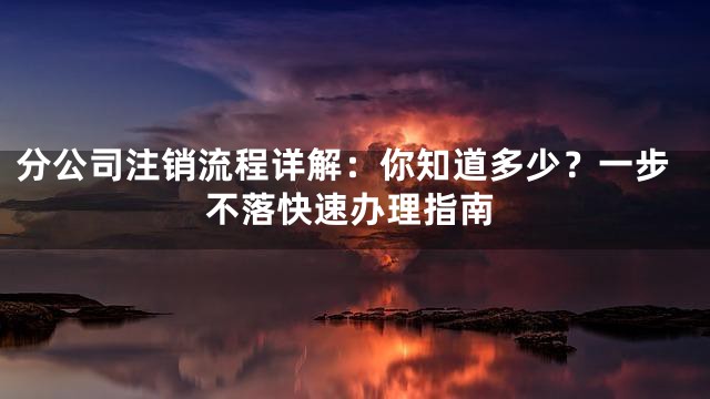 分公司注销流程详解：你知道多少？一步不落快速办理指南