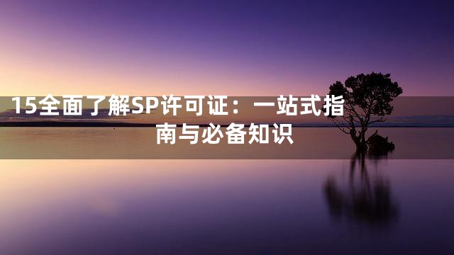 15

全面了解SP许可证：一站式指南与必备知识