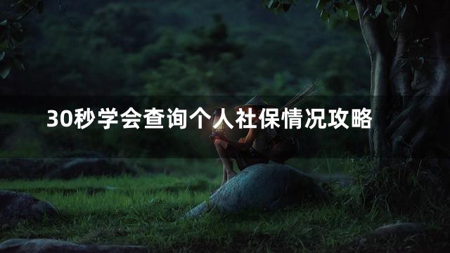 30秒学会查询个人社保情况攻略