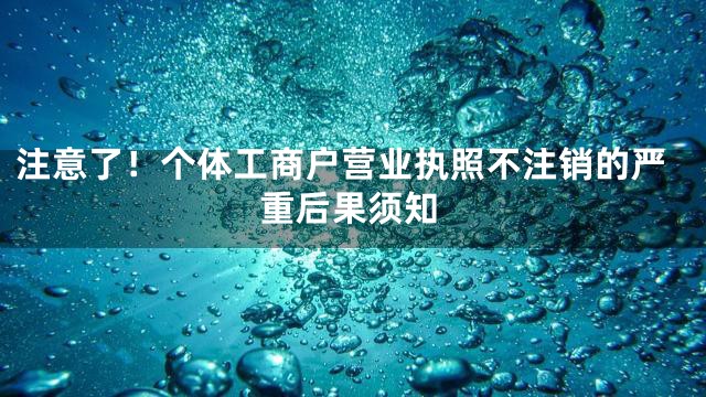 注意了！个体工商户营业执照不注销的严重后果须知