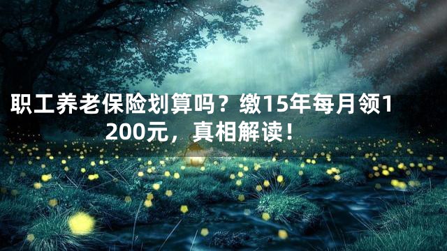 职工养老保险划算吗？缴15年每月领1200元，真相解读！