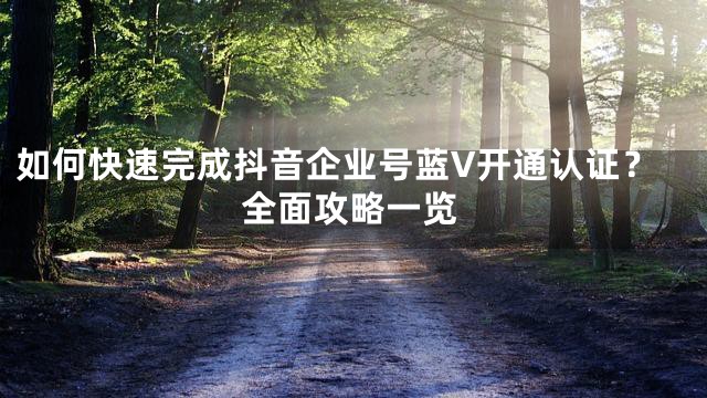 如何快速完成抖音企业号蓝V开通认证？全面攻略一览