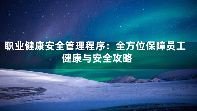 职业健康安全管理程序：全方位保障员工健康与安全攻略