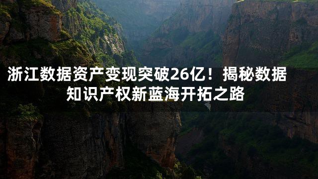 浙江数据资产变现突破26亿！揭秘数据知识产权新蓝海开拓之路