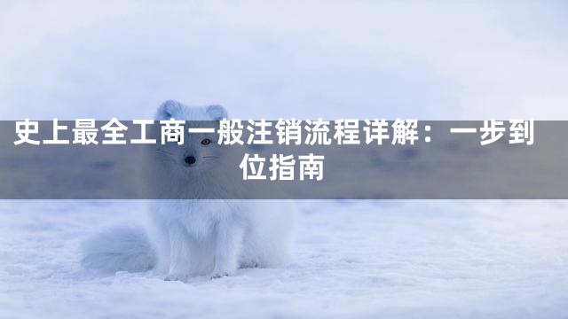 史上最全工商一般注销流程详解：一步到位指南